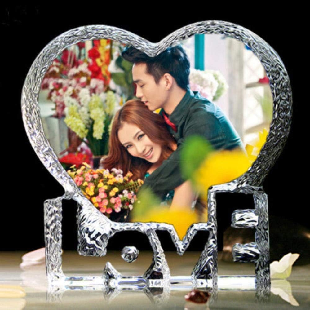 TYJ 3D Laser Engraved Personalized Photo Crystal Frame Custom Etched Picture Glass Heart Iceberg,Color Printed,10 cm x 10 cm