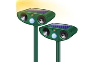 DEFENDY Ultrasonic Animal Repellent Outdoor, 2024 Newly Solar Powered Animal Repeller, Waterproof Cat Repellent Outdoor with Motion Sensor to Repel Squirrels, Raccoon, Rabbit, Fox & Skunk Out of Yard 2Pack