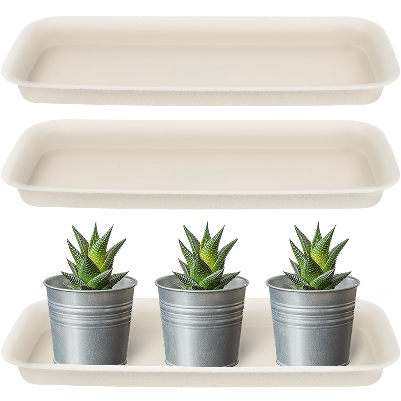 BESPORTBLE 3pcs Plastic Rectangular Plant Drip Tray, Window Box Flower Pot Saucers Drip Trays for Indoors Outdoors, 34 * 14 * 3 cm