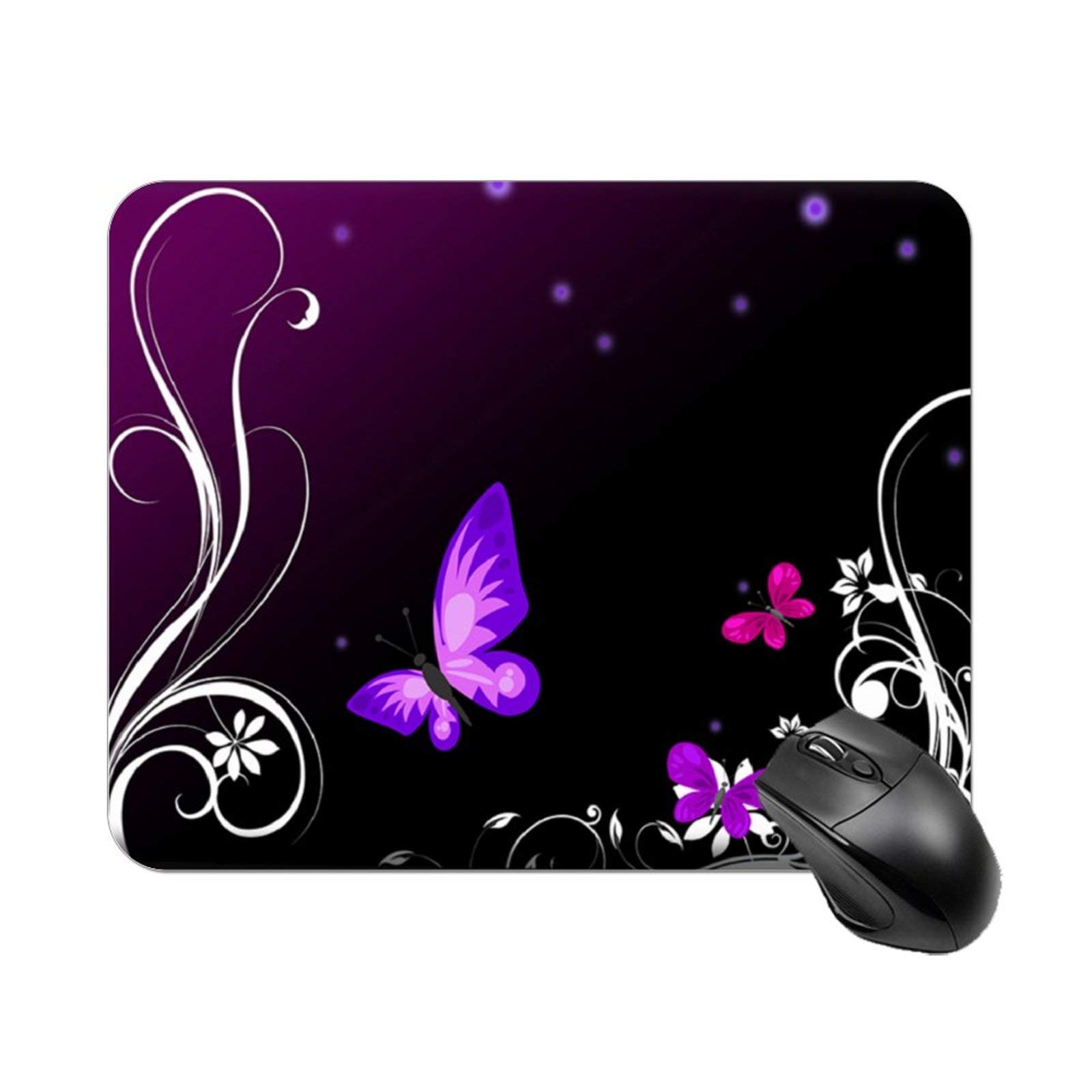 Yeuss Rectangular Non-Slip Mousepad Purple Butterfly Luxury Design Gaming Mouse mat pad 200mm x 240mm