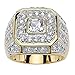 Palm Beach Jewelry Men's 14K Yellow Gold Plated Square Cut Cubic Zirconia Octagon Ring