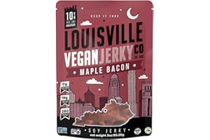 Louisville Vegan Jerky - Maple Bacon Vegan Meat - Lip-Smacking Vegan-Friendly & Vegetarian Jerky - Non-GMO Soy Protein, Gluten-Free High Protein Vegan Snacks