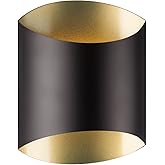 Kuzco Lighting Preston 8" Wall Sconce | Black Finish | Steel Shade with Gold Interior | Modern Up Down LED Wall Light Fixture