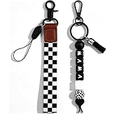 Mom Gifts for Christmas for Nana Aunt Mama Keychain Black Checkered Lanyard | Mom Stocking Stuffers Silicone Bead Keychain Mom Keychain Mama Gifts Checkered Wristlet Keychain for Women Mothers Day