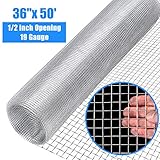 Goplus 1/2 inch Hardware Cloth Galvanized Welded Cage Wire, Plant Supports Poultry Enclosure Rabbit Chicken Run Fence Window Doors Wire Fence (36'' x 50')