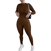 Mizoci Women's Sexy Bodycon Long Sleeve Mock Neck One Piece Jumpsuit Romper