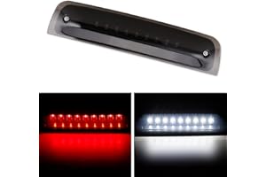 BORDAN For Dodge Ram Third Brake Light Stop Lamp Compatible For 2009-2017 Dodge Ram 1500 2010-2017 Dodge Ram 2500 3500 White & Red LED Brake Tail Light Assembly Smoke Lens