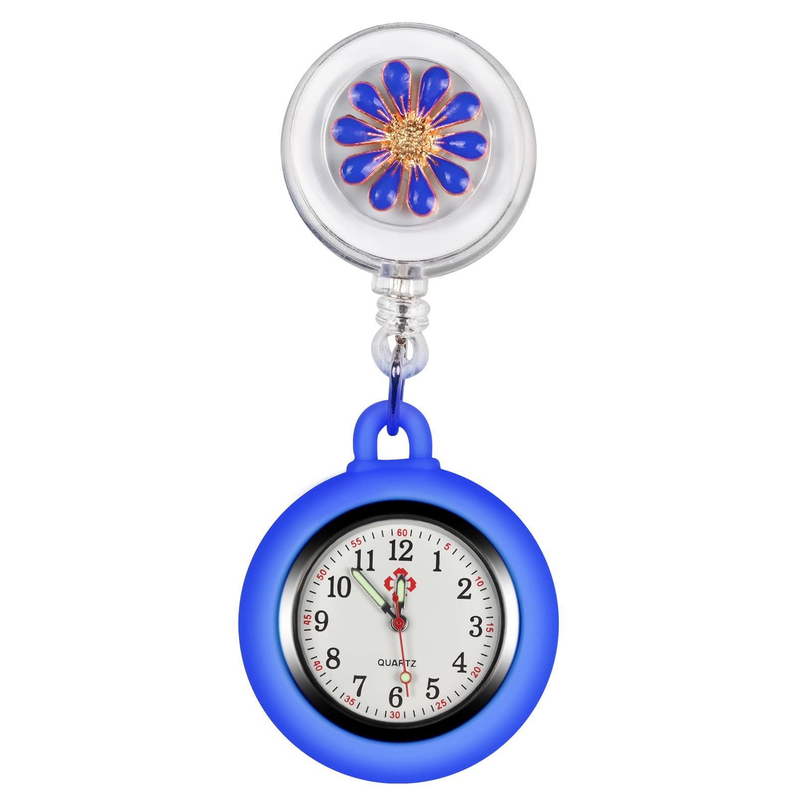 SibyTech Retractable Nurse Fob Watch, Clip-on Hanging Medical Brooch Watch for Men Women Health Care Nurse Doctor (Blue)
