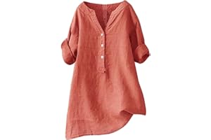 PIFAME Linen Shirt for Women Breathable Tops Loose Crewneck Tops Womens Daily t Shirts Summer Shirts for Women 2024