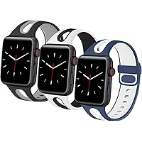 Menika Sport Band Compatible with Apple Watch 38mm 40mm 42mm 44mm Breathable Soft Silicone Replacement Wristband for…