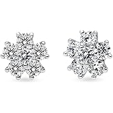BERRICLE Sterling Silver Helix Cartilage Stud Earrings for Women, Cubic Zirconia CZ - Bar, Bubble, Crescent Moon, Flower, Leaf, Rose Flower, Graduated Styles
