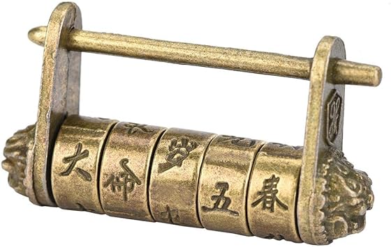 Retro Brass Padlock Antique Ancient Style Chinese Combination