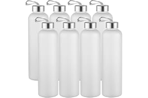 novelinks 8 Pack 27OZ Frosted Water Bottles with Stainless Steel Silver Lid,Leakproof Gym Bottles, Reusable Sport Water Jug for Fitness Camping Office