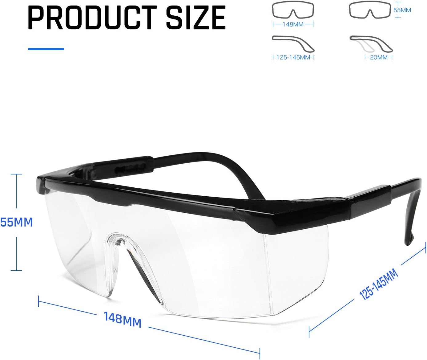 Safety glasses Industrial Goggles with Anti-fog Lens, Clear Safety glasses with Anti-Scratch UV400 protection Lens Goggles Eyeglasses - - 