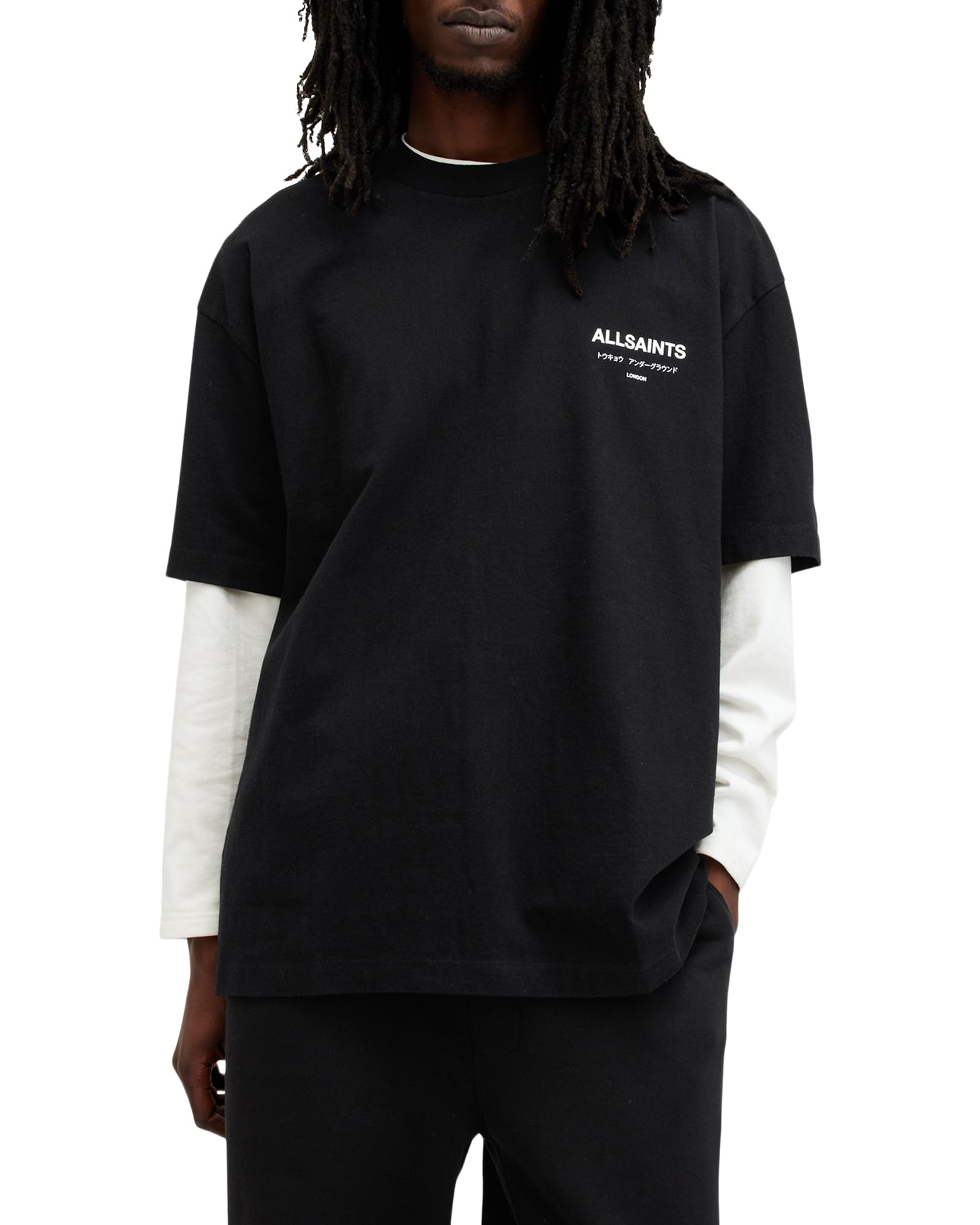 Photo 1 of AllSaints Men's Underground Short Sleeve Crew Neck Shirt, Jet Black size XXL