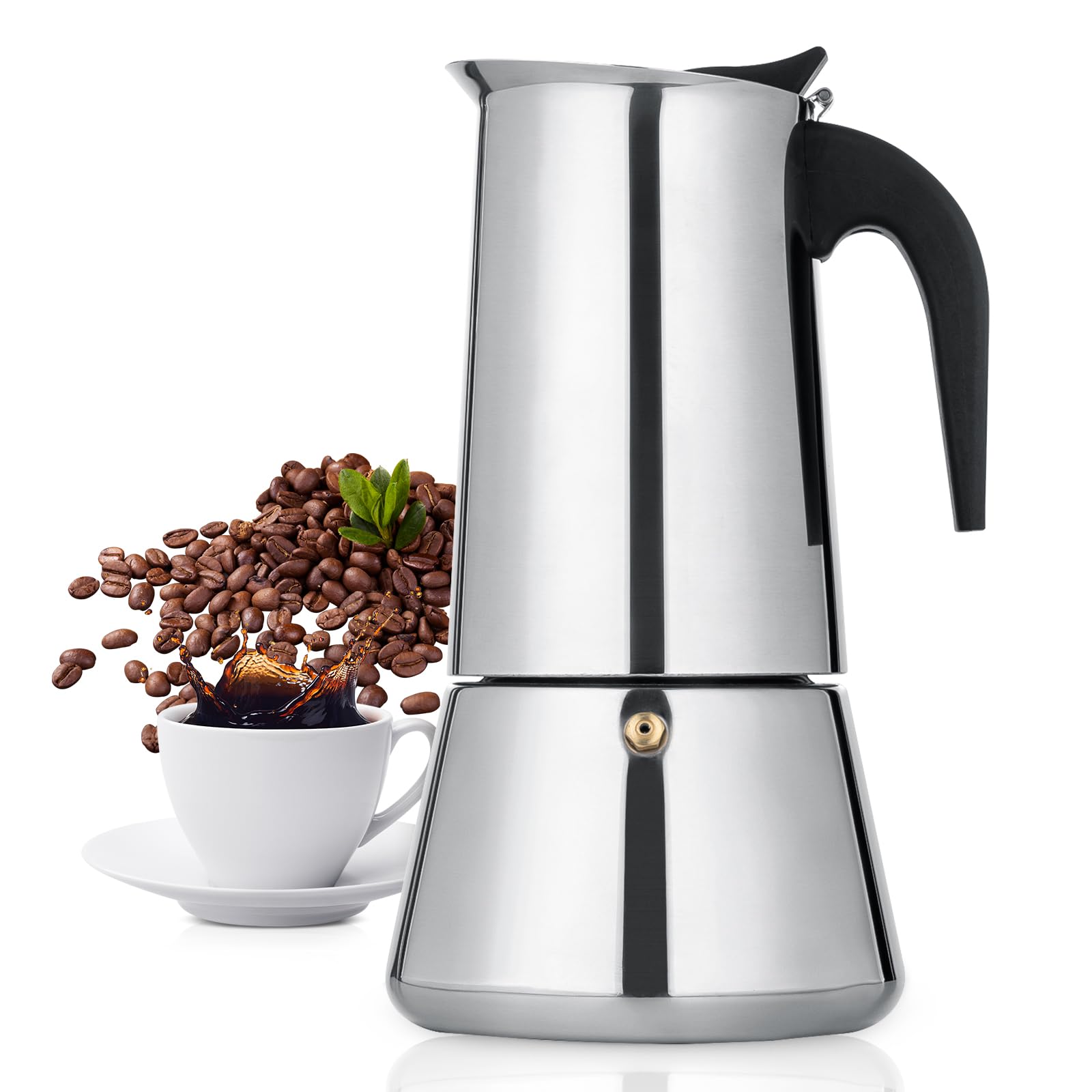 Photo 1 of VONATES Stovetop Espresso Maker, 12 cup Moka Pot, Italian Coffee Maker Percolator, Stainless Steel Espresso Pots, 600ml/20oz(Espresso Cup=50ml/1.7oz) Coffee Pot Cafe Maker for Induction Cookers, Hobs