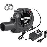 ALMOCN 97mm Blower Fan 12V BBQ Blower Fan with AC Plug 110V 240V BBQ Air Mover with 3 to 12V Speed Controller for Barbecue Camping, Fireplace, Bellows, Wood Stove, 97mm x 33mm