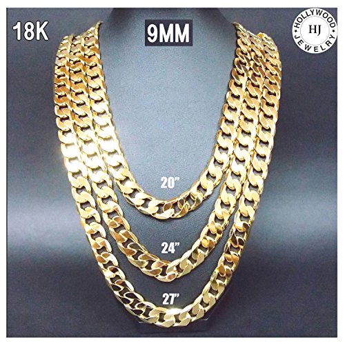 Gold-Chain-Necklace-91MM-18K-Diamond-Cut-Smooth-Cuban-Link-with-No-Fade-USA-PATENTED