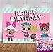Hot Pink Toy Dolls Girl Photo Background Baby Girls Surprise Happy Birthday Party Decorations Vinyl Green Stripe Photography Backdrop Baby Shower Banner Supplies 5x3ft Candy Table Photo Booth Props