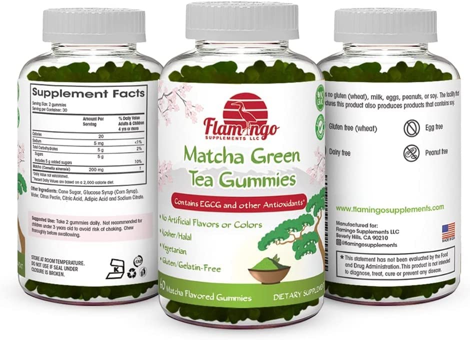 Matcha Green Tea Extract Gummies with EGCG Energy Gummies, Metabolism