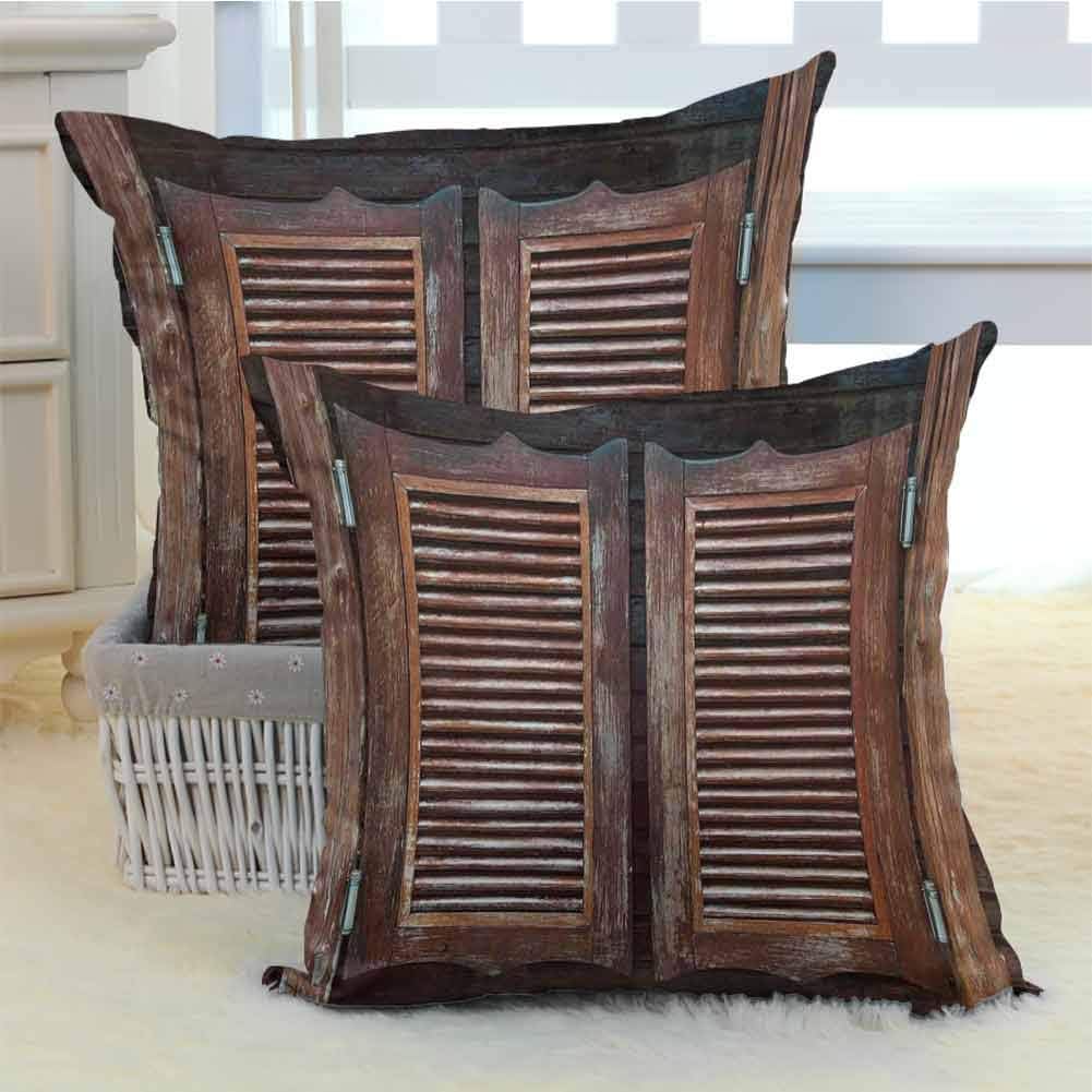 Throw Pillow Covers for Bed Antique Style Traditional Rustic Wild West Swinging Wooden Cowboy Bar Saloon Door Dark Brown, 2 Packs, W22 xL22