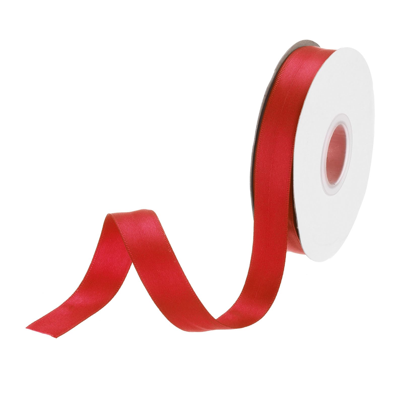 DMiotech 15mm Satin Ribbon 23m/75ft Thin Double Face Fabric Grosgrain Ribbon for Gift Wrapping Floral Hair Flower Bouquet, Bright Red