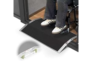 Nuvium 27.6"L×1.6"H Bridge Threshold Ramps for Doorways, Fits 2.8–5.1" Wide Thresholds with Adjustable Support Bars, Non-Slip Aluminum Wheelchair Ramps for Home Steps, Sliding Door Ramp for Wheelchair