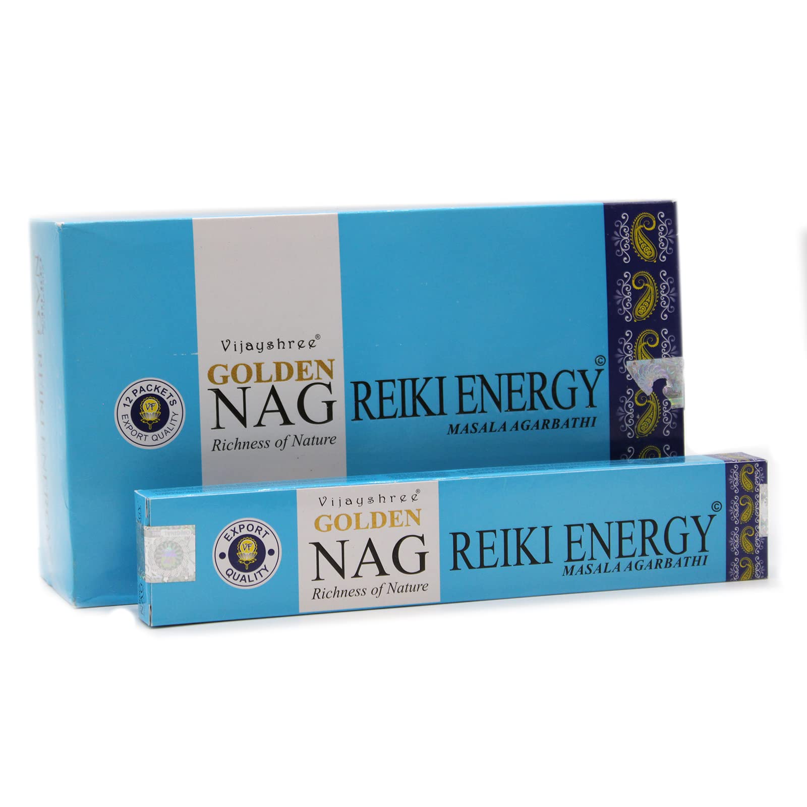 Vijayshree Golden Nag Hand-Rolled Incense Sticks | Authentic Indian | Purifying & Relaxing Aroma | (3 Packs, Reiki Energy)