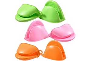GOLD DEER 3 Pairs Silicone Oven Mitts Heat Resistant, Silicone Potholders for Kitchen, Mini Rubber Oven Glove Kitchen Mittens