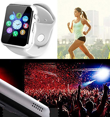 2018 Newest Smart Watch PLYSIN Bluetooth Smartwatch Unlocked Watch Cell Phone with Sim Card Slot Track activity Watch with Pedometer Camera Music-player for IOS iPhone Android Samsung (White)