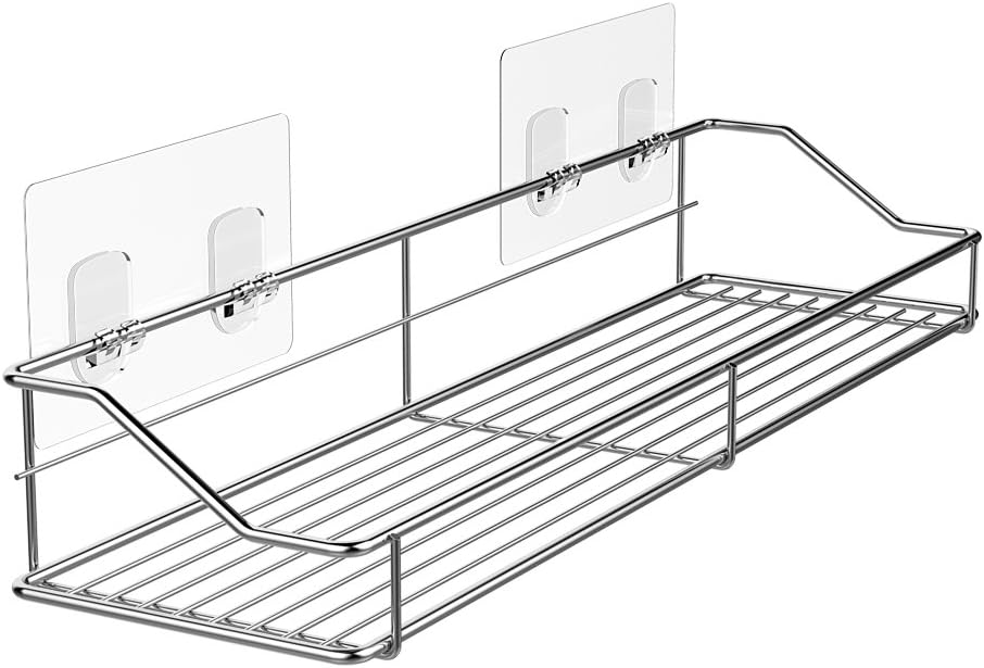 Orimade Bathroom Shelf Organizer Storage Kitchen Rack with Traceless Transparent Adhesive No Drilling SUS304 Stainless Steel - - 