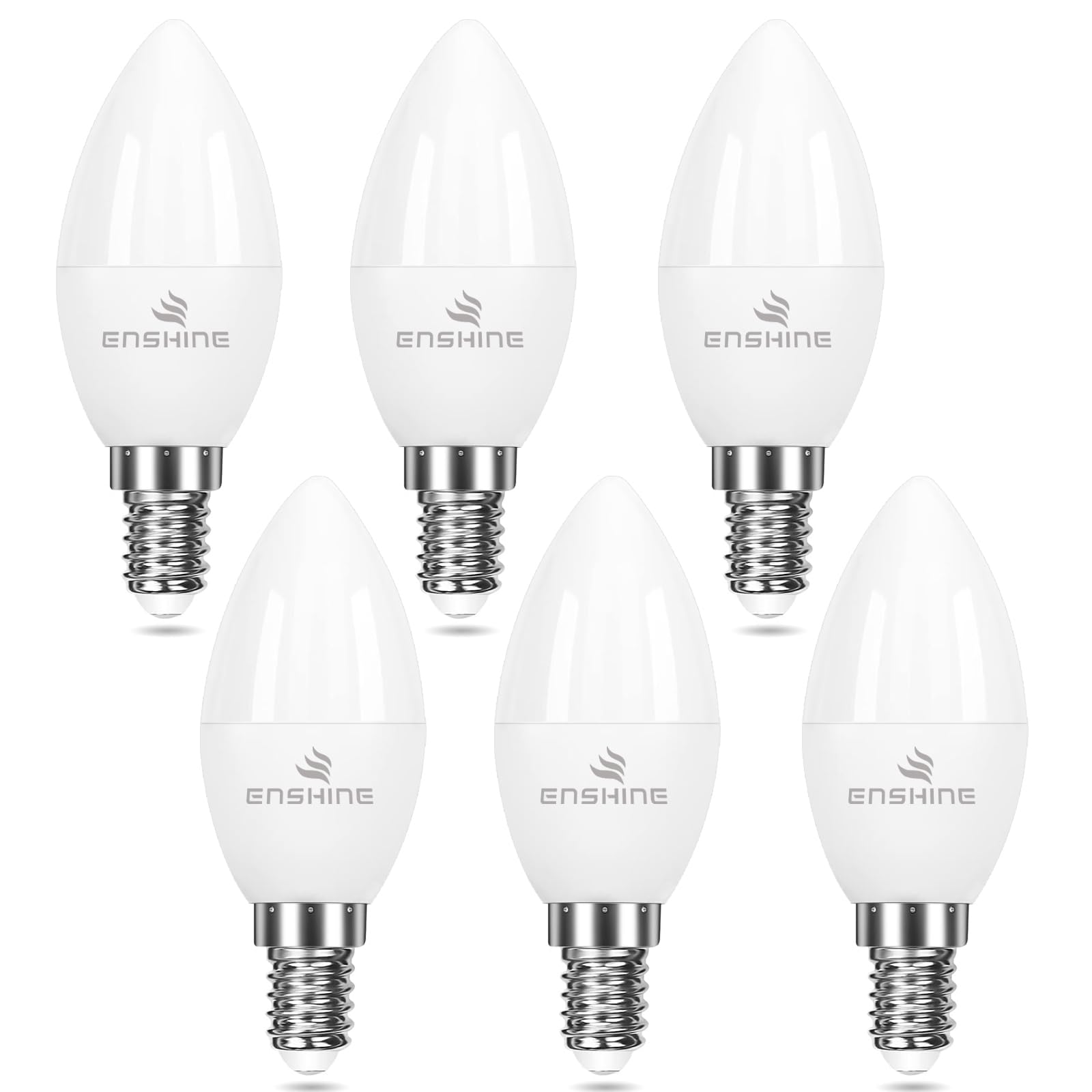 Enshine E14 LED Light Bulb, 5W Small Edison Screw Bulb, 40W Equivalent, Warm White 2700K, 470 Lumens, Energy Saving Candle Light Bulbs, Non-Dimmable, Pack of 6