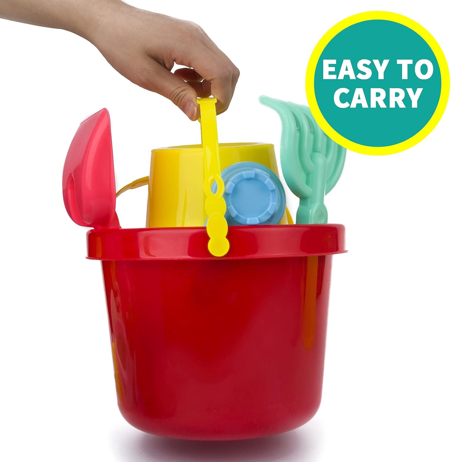 Beach Toys for Kids, Sand Toys Set Includes 8 Inch Bucket, 6 Inch Bucket, Watering Can, Shovel, Rake, Animal and Castle Sand Molds, Sand Box Toys Gift for Toddlers Boys & Girls (12 Pieces): Toys & Games