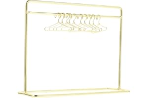 Toddmomy 1 Set Mini Doll Clothes Hanger Rack Doll Garment Rack with Hangers Miniature Metal Wardrobe Furniture Accessories fo