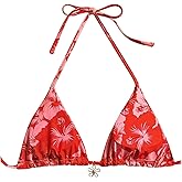 Milumia Floral Halter String Triangle Bikini Top for Women Bathing Suit Swim Top