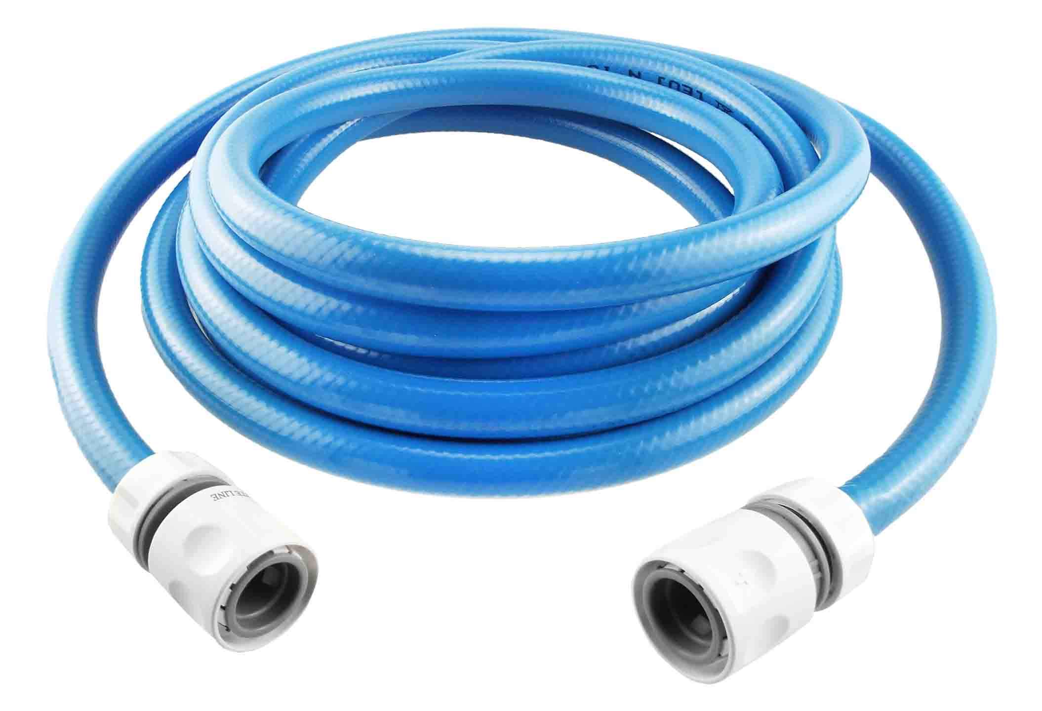 Certified Blue Flexible Reinforced 1/2" Drinking Water Hose for caravans,Camping & motorhomes (with connectors) (2m) with Universal Click tap Connection