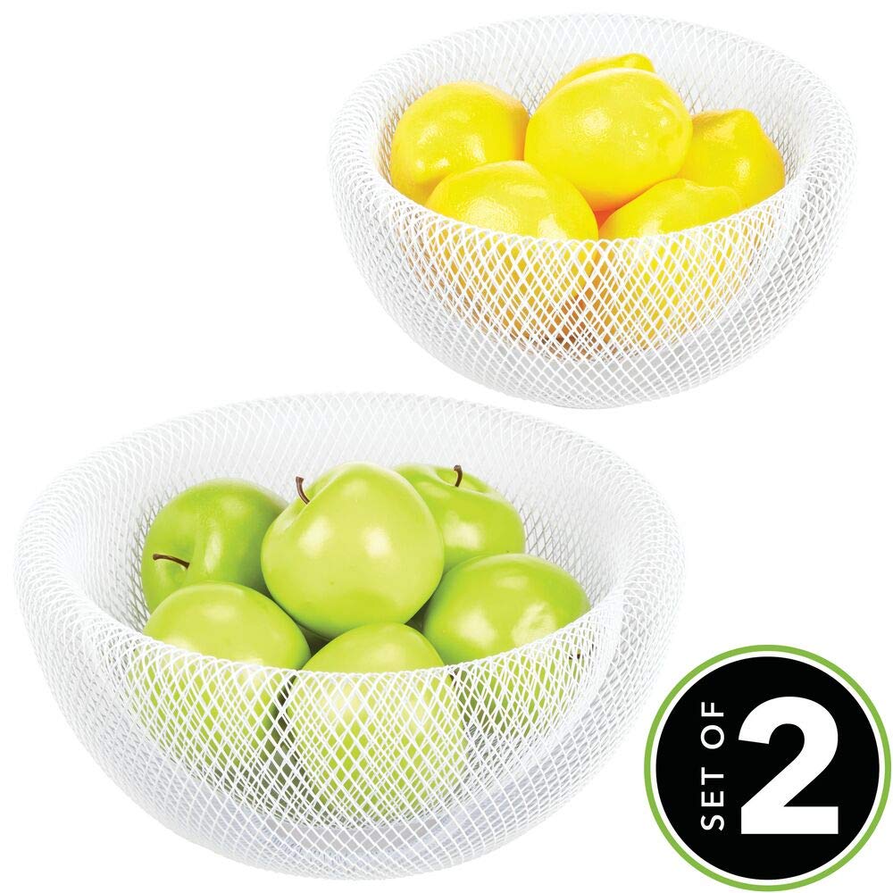 blanco mDesign Juego de 2 fruteros de cocina Elegantes cestas de frutas