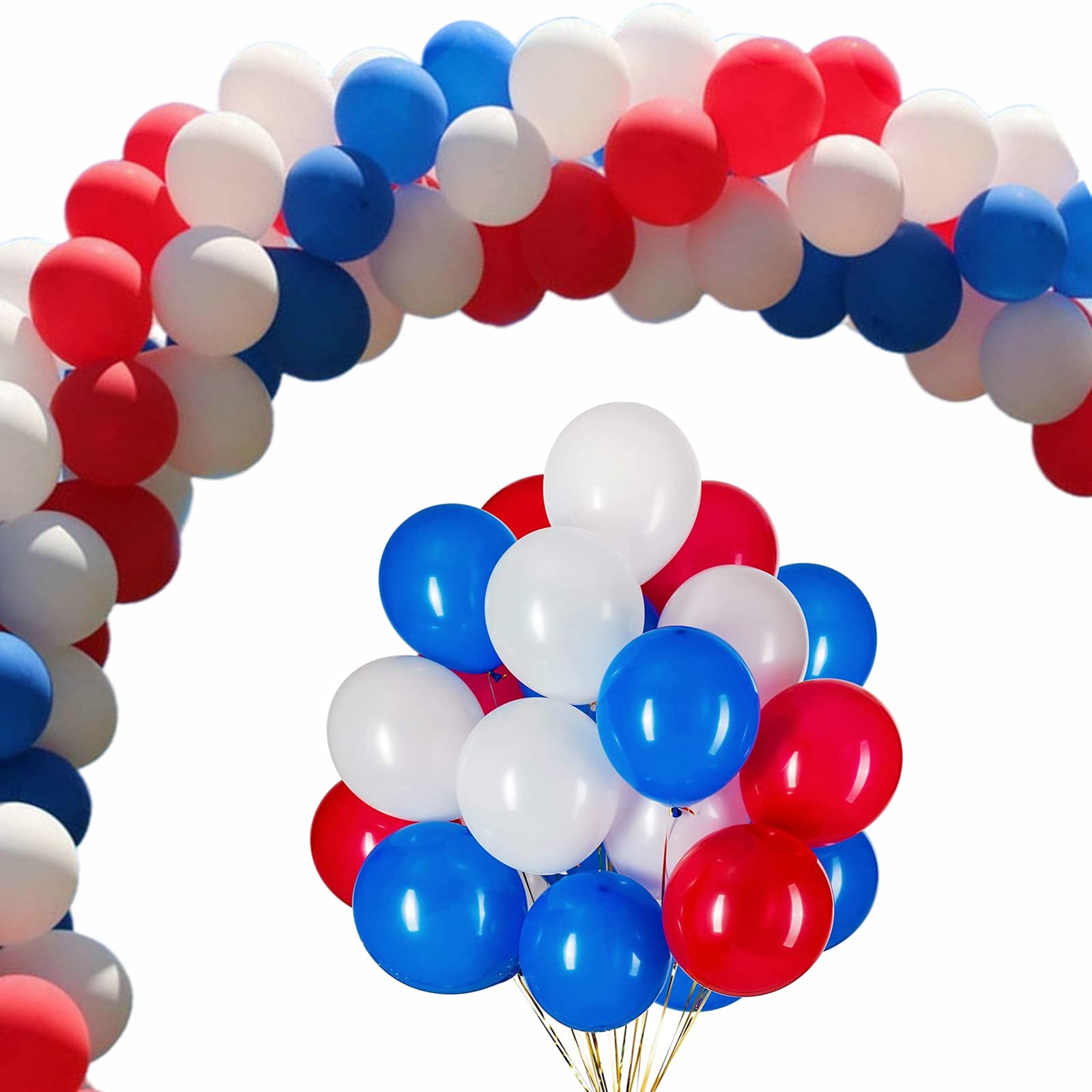 100pcs Red White Blue Balloon,10 Inch Round Shape Mini Red Blue White British Latex Balloons,Royal Balloons for USA Independence Day European Cup Decorations Union Jack French USA Events