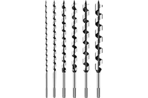 SD FACTORY Long Drill Bits for Wood,Auger Drill Bit for Soft and Hard Wood,12-Inch, 1/4"-7/8" Inch Hex Shank,Auger Drill Bit for Plastic,Drywall,and Composite Materials,6Pcs Set