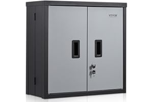 VEVOR Foldable Wall Cabinet, Metal Garage Cabinet Wall Mounted 26” Small Cabinet 240 LBS Loading Capacity Adjustable Shelf Ma