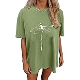 Oversized Tshirts for Women Wildflower Graphic Tees Summer Short Sleeve Casual Loose Fit Tee Tops