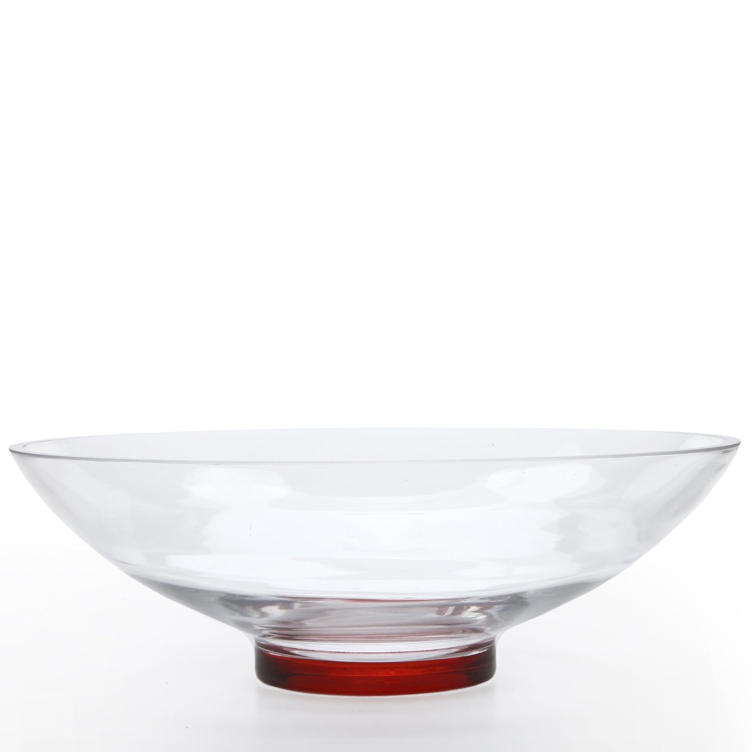 Hosley Clear Glass Bowl With Red Bottom 11 8 Diameter Ideal Gift