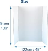 Baker Ross Tri Fold Boards Pack of 4 White 122 x 91 cm Display for Table Top view 3