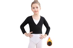 EASTBUDDY Ballet Wrap Top Girls Ballerina Sweater Fleece Dance Shrug Cardigan Long Sleeve