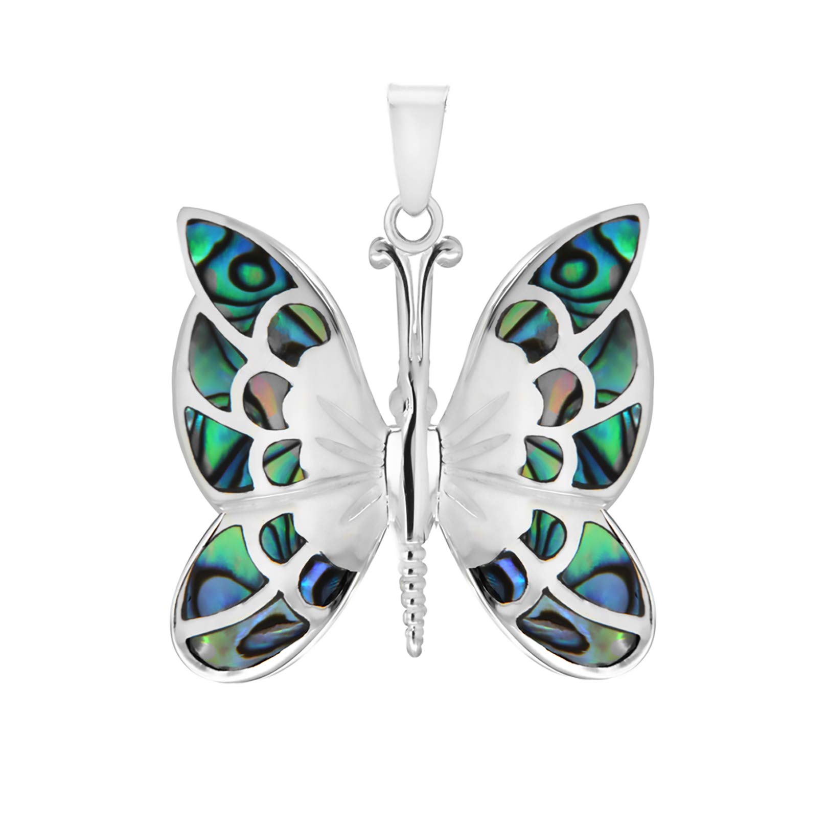 Tuscany Silver Women's Sterling Silver Pave Shell Butterfly Pendant