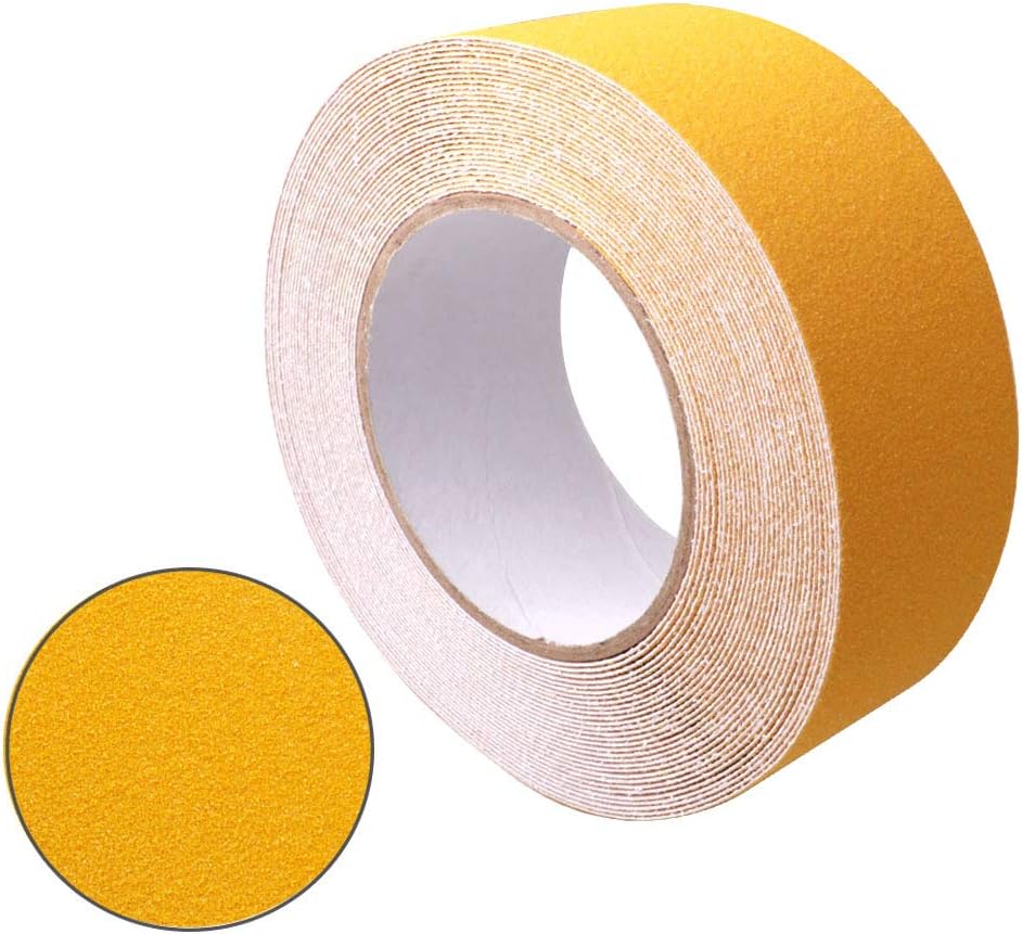 QitinDasen 10 M X 5 cm Yellow Anti-Slip Tape, Self-Adhesive Non-Slip Safety Tape, for Indoor & Outdoor (1 Roll)