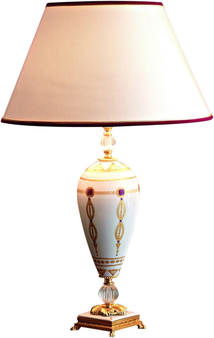 Le Porcellane Table lamp PonteVecchio White/Gold Handmade,Made in Italy