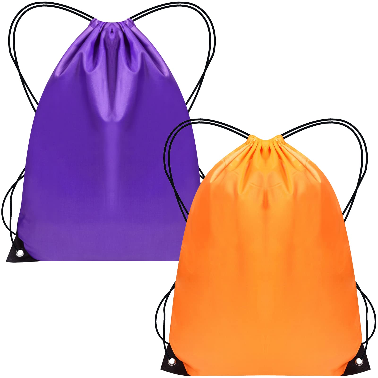 SAWANS Drawstring Bags Gym Swimming School Sports Bag Unisex 2PCS Trainer String Bag Sack Backpack PE Bags for Women Men Children Travel Beach Kids Boys Girls Outdoor Shopping (Purple/Orange)