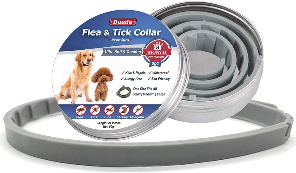 Duuda Flea and Tick Collar for Dogs - 8 Months Continuous Flea Protection for Dogs - Waterproof and 100% Natural Essential Oil Extract Cat Flea Collar Control