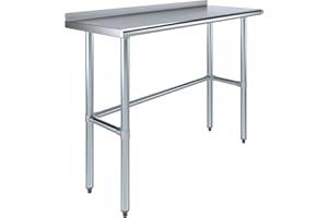 EXPRESS KITCHQUIP Stainless Steel Work Table with Open Base & 1.5" Backsplash – 18" x 48" | NSF Certified | Slim Commercial Prep Table for Kitchen & Utility Use (18x48)